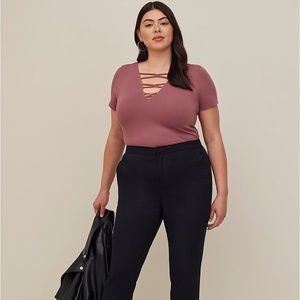 Torrid Comfort Flex Waistband Slim Taper Stretch Twill High-Rise Pant